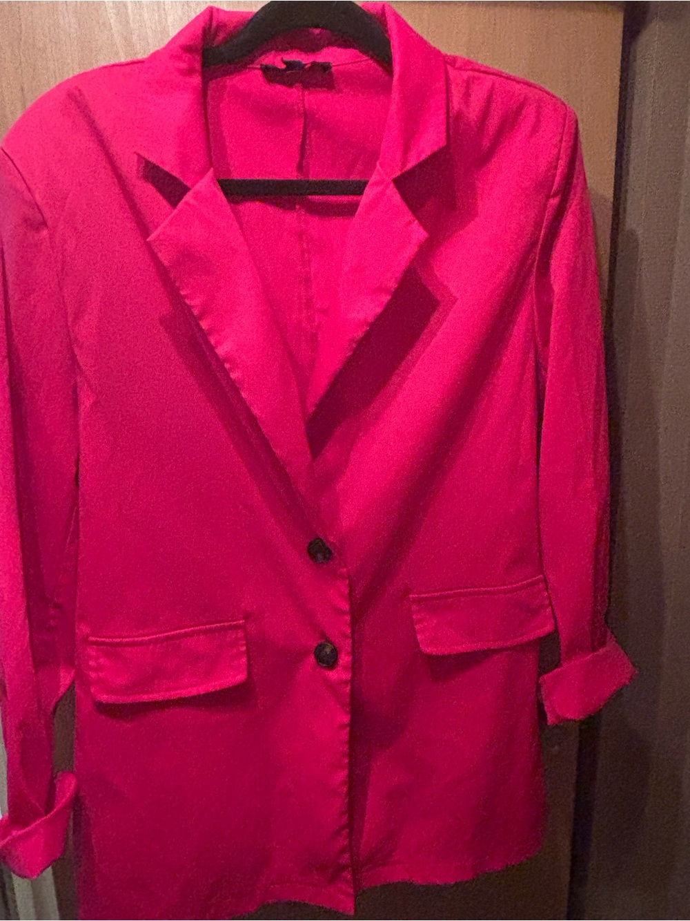 SHEIN Hot Pink Single-Breasted Blazer